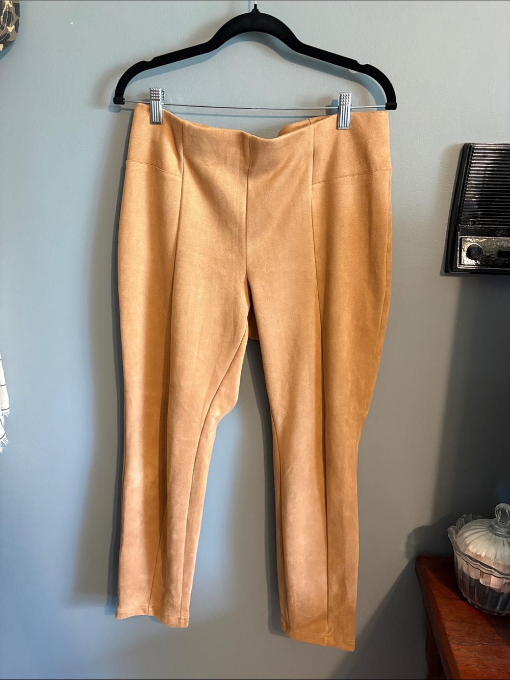 Zac & Rachel Camel Straight-Leg Faux Suede Pants